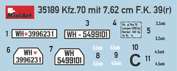 Збірна модель 1/35 Автомобіль Kfz.70 із гарматою 7,62 см F.K. 39(r) MiniArt 35189 детальное изображение Автомобили 1/35 Автомобили