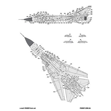 Foxbot 1:72 Su-24M/MR Decals, Digital Dragons, Ukrainian Air Force with Stencils FB 72-080T детальное изображение Декали Афтермаркет