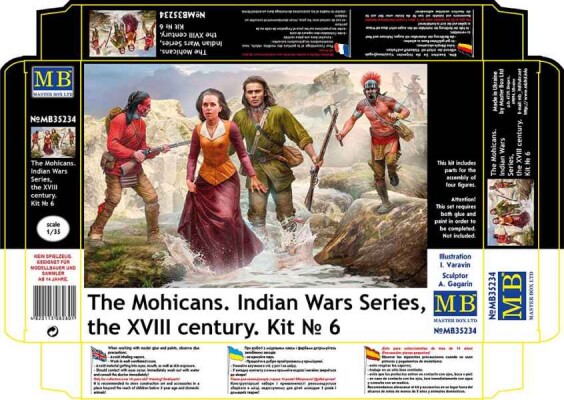Збірна модель 1/35 Фігури Мохікани – серія «Індейські війни» XVIII століття. Набір №6. MasterBox 35234 детальное изображение Фигуры 1/35 Фигуры