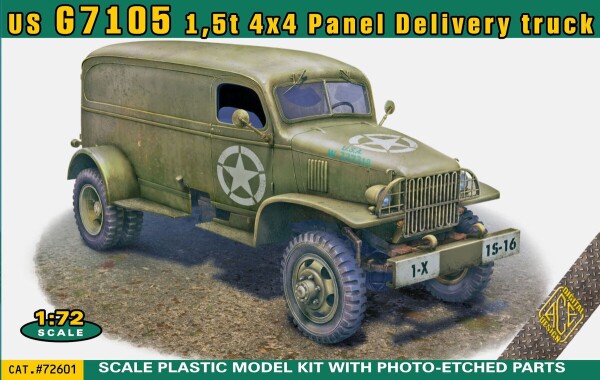 Збірна модель 1/72 Вантажний фургон US G7105 1,5 т 4x4 для доставки вантажів ACE 72601 детальное изображение Автомобили 1/72 Автомобили