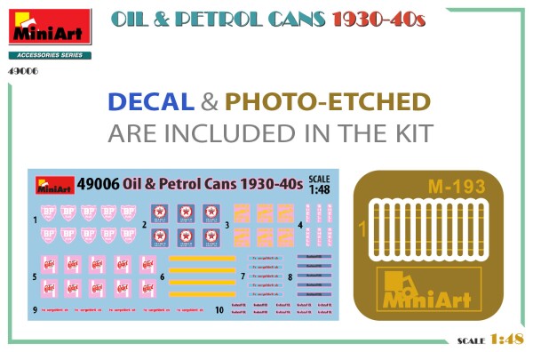 Scale model 1/48 Set of canisters for oil and gasoline of the 1930s-40s Miniart 49006 детальное изображение Аксессуары Диорамы