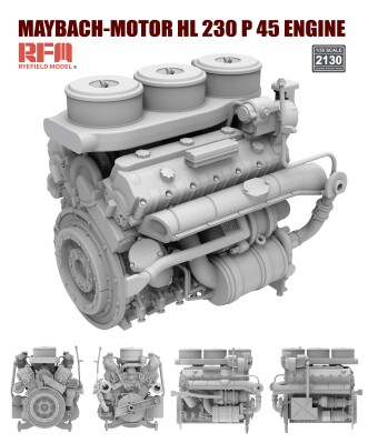 Збірна модель 1/35 Двигун Maybach HL230 P45 Rye Field Model RM-2130 детальное изображение Наборы деталировки Афтермаркет