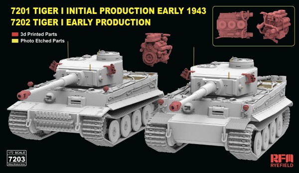 Збірна модель 1/72 Танк Тигр I початковий та ранній серійний варіант 2 в 1 (2 моделі) Rye Field Model RM-7203 детальное изображение Бронетехника 1/72 Бронетехника