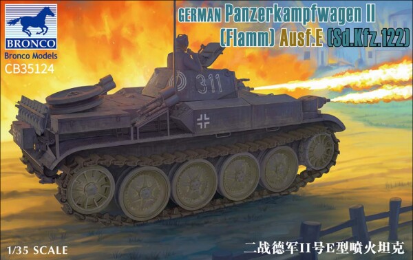 Scale model 1/35 German flamethrower tank Panzerkampfwagen II (Flamm) Ausf.E (Sd.Kfz.122) Bronco 35124 детальное изображение Бронетехника 1/35 Бронетехника