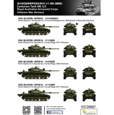 Збірна модель 1/72 Танк Centurion Mk5/1 (Війна у В'єтнамі) Vespid Models VS720007 детальное изображение Бронетехника 1/72 Бронетехника