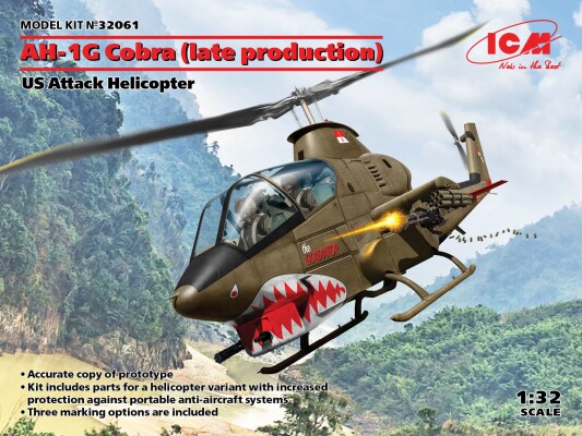 Scale model 1/32 American helicopter AH-1G Cobra (late production) ICM 32061 детальное изображение Вертолеты 1/32 Вертолеты