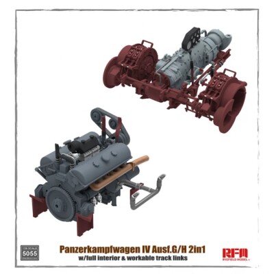 Збірна модель 1/35 Німецький середній танк Pz.Kpfw.IV Ausf.G/H з повним інтер’єром і робочими траками RFM RM-5055 детальное изображение Военная техника 