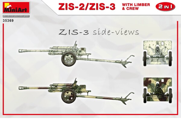 Збірна модель 1/35 Гармата ЗіС-2/ЗіС-3 з передком та розрахунком, 2 в 1 MiniArt 35369 детальное изображение Артиллерия 1/35 Артиллерия