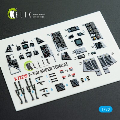 Grumman F-14 D Super Tomcat 3D декаль інтер'єр для комплекту HobbyBoss 1/72 KELIK K72219 детальное изображение 3D Декали Афтермаркет