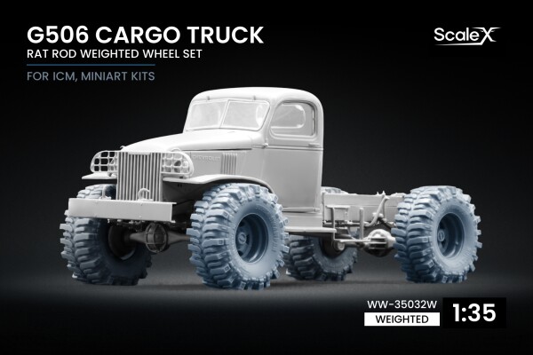 Набор колес (с деформацией) Rat Rod для G506 Cargo Truck от ICM, Miniart ScaleX WW-35032W детальное изображение Колёса Афтермаркет