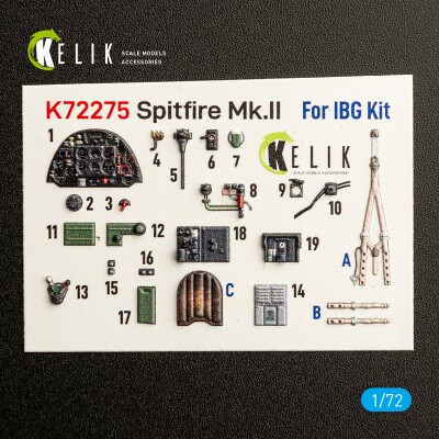 Supermarine Spitfire Mk.II декаль інтер'єр для комплекту IBG 1/72 KELIK K72275 детальное изображение 3D Декали Афтермаркет