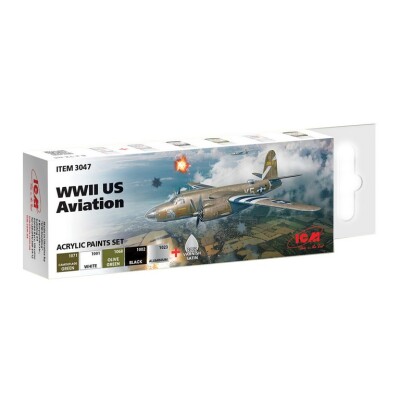 Acrylic paint kit for US Air Force (Second World War) ICM3047 детальное изображение Наборы красок Краски