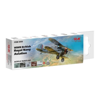 Set of acrylic paints for the aircraft of the British Royal Navy (World War II) ICM3050 детальное изображение Наборы красок Краски