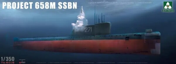 Scale model 1/350 Soviet submarine project 658M Takom 6016 детальное изображение Подводный флот Флот