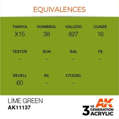 Акриловая краска LIME GREEN – STANDARD / ЗЕЛЕНЫЙ ЛАЙМ АК-интерактив AK11137 детальное изображение General Color AK 3rd Generation