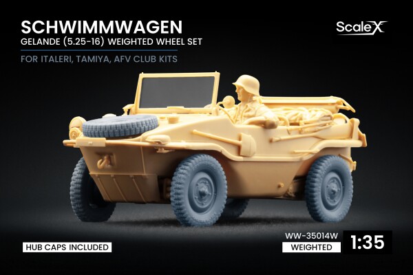 Набор колес (с деформацией) для Schwimmwagen Gelände v1 (5.25-16) для Italeri, Tamiya, AFV club детальное изображение Колёса Афтермаркет