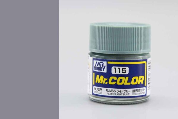 RLM65 Light Blue semigloss, Mr. Color solvent-based paint 10 ml. (RLM65 Голубой полуматовый) детальное изображение Нитрокраски Краски