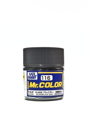 RLM66 Black Gray semigloss, Mr. Color solvent-based paint 10 ml. (RLM66 Чёрно-Серый полуматовый) детальное изображение Нитрокраски Краски