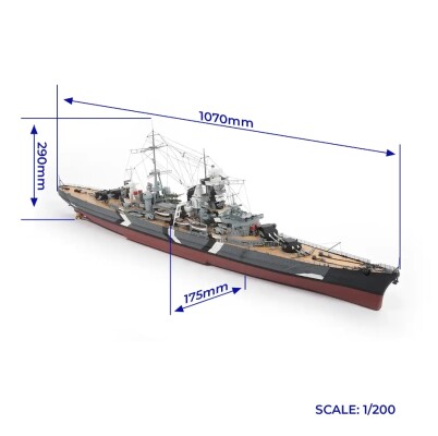 Сборная деревянная модель 1/200 Тяжелый крейсер &quot;Принц Ойген&quot; OcCre 16000 детальное изображение Корабли Модели из дерева