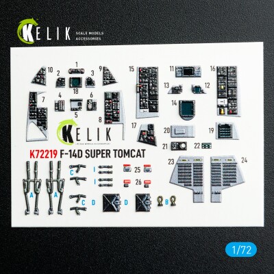 Grumman F-14 D Super Tomcat 3D декаль інтер'єр для комплекту HobbyBoss 1/72 KELIK K72219 детальное изображение 3D Декали Афтермаркет