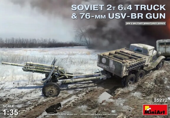 Збірна модель 1/35 Радянська вантажівка 2Т (ГАЗ-ААА) 6х4 та 76-мм гармата УСВ-БР MiniArt 35272 детальное изображение Автомобили 1/35 Автомобили