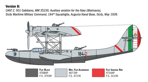 Збірна модель 1/72 Гідроплан CANT Z.501 Gabbiano Italeri 0112 детальное изображение Самолеты 1/72 Самолеты