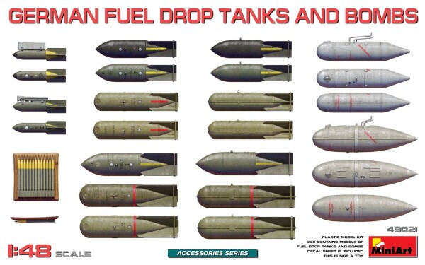 Збірна модель 1/48 Набір Паливні баки та авіабомби Німеччини часів Другої світової війни MiniArt 49021 детальное изображение Аксессуары Диорамы