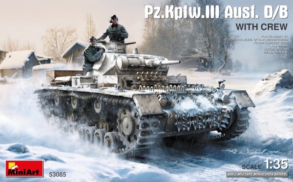 Збірна модель 1/48 Pz.Kpfw.III Ausf. B/D з екіпажем (2 фігури) MiniArt 53085 детальное изображение Бронетехника 1/35 Бронетехника