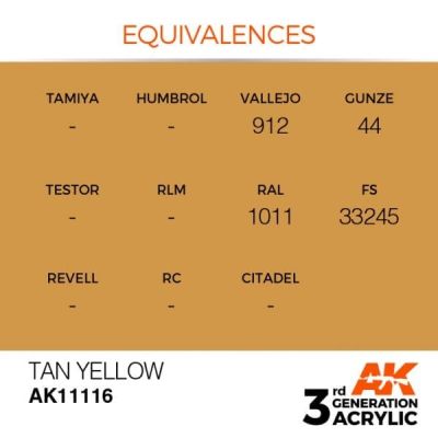 Acrylic paint TAN YELLOW – STANDARD / YELLOW-BROWN AK-interactive AK11116 детальное изображение General Color AK 3rd Generation