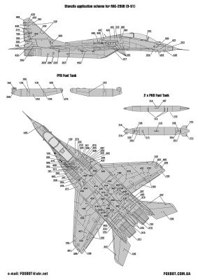 Foxbot 1/48 Декаль для МіГ-29 технічні написи (9-12, 9-13, 9-51) детальное изображение Декали Афтермаркет