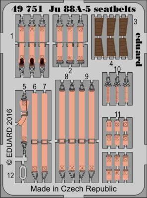 Ju 88A-5 seatbelts детальное изображение Фототравление Афтермаркет