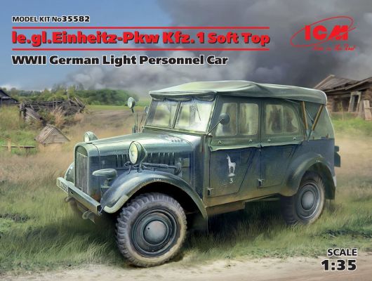 le.gl.Einheitz-Pkw Kfz.1 з розкритим тентом , Німецький легковий позашляховий автомобіль 2СВ детальное изображение Автомобили 1/35 Автомобили