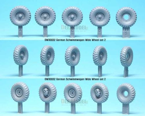 WW2 German Schwimmwagen Wide Wheel set 2 - DEKA  детальное изображение Смоляные колёса Афтермаркет