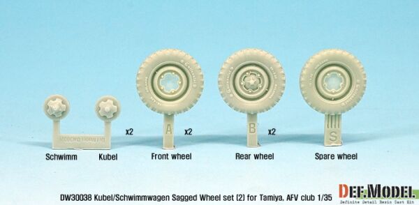 WW2 German Wagen Wheel set 2 (dw30003) (for Tamiya/AFV Club 1/35) детальное изображение Смоляные колёса Афтермаркет