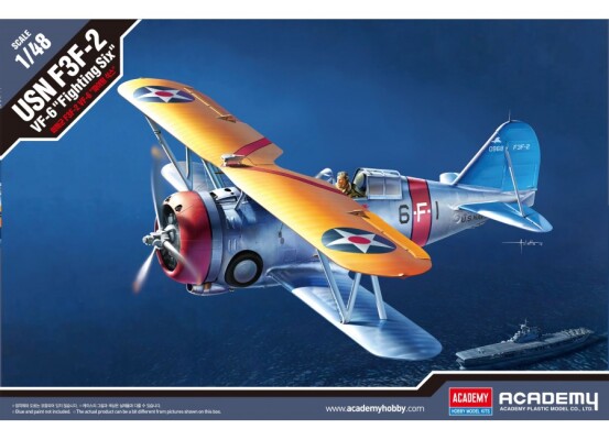 Scale model 1/48 Fighter F3F-2 VF-6 &quot;Fighting Six&quot; Academy 12326 детальное изображение Самолеты 1/48 Самолеты