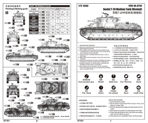 Сборная модель 1/72 Советский средний танк Т-28 (клепаный) Трумпетер 07151 детальное изображение Бронетехника 1/72 Бронетехника