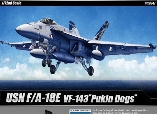 Збірна модель 1/72 Літак F/A-18E ВМС США, ескадрилья VFA-143 "Pukin Dogs" Academy 12547 детальное изображение Самолеты 1/72 Самолеты