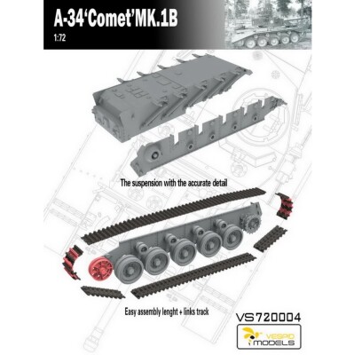 Збірна модель 1/72 Британський середній танк A34 Comet Mk.IB Vespid Models VS720004 детальное изображение Бронетехника 1/72 Бронетехника