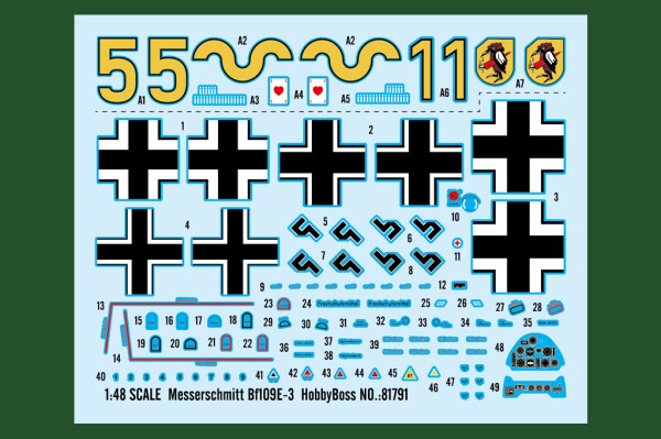 Збірна модель 1/48 Літак Messerschmitt Bf 109 E-3 HobbyBoss 81791 детальное изображение Самолеты 1/48 Самолеты