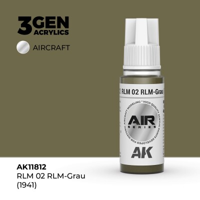 Акриловая краска RLM 02 RLM-Grau (1941) / Серо-коричневый AIR АК-интерактив AK11812 детальное изображение AIR Series AK 3rd Generation