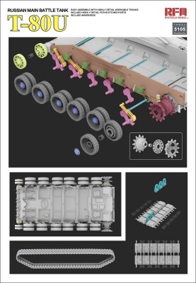 Збірна модель 1/35 Танк T-80U RFM RM-5105 детальное изображение Бронетехника 1/35 Бронетехника