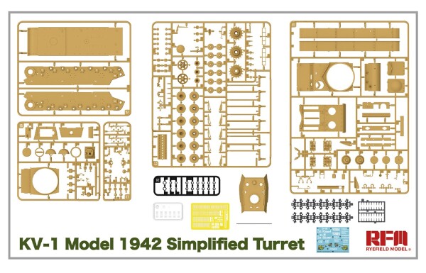 Збірна модель 1/35 Танк КВ-1 (спрощена вежа) зразка 1942 Rye Field Model RM-5041 детальное изображение Бронетехника 1/35 Бронетехника
