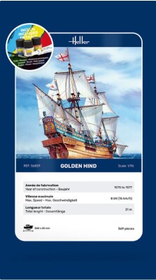 Сборная модель 1/96 Английский галеон Golden Hind - Стартовый набор Хеллер 56829 детальное изображение Парусники Флот
