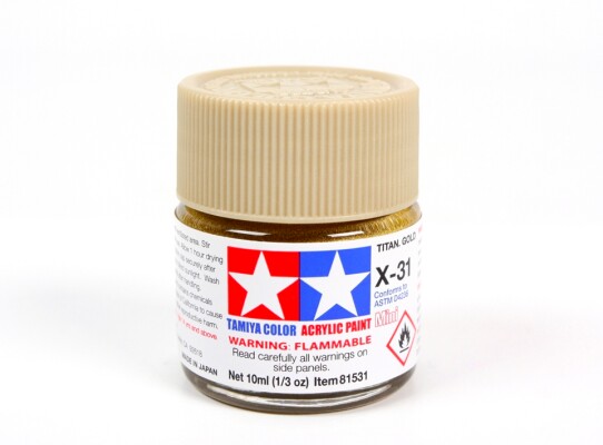 Alcohol-based metallic acrylic paint Titan Gold 10ml Tamiya X-31 детальное изображение Акриловые краски Краски