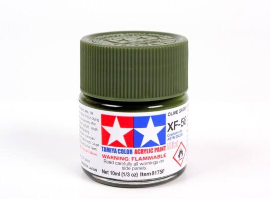 Alcohol-based acrylic paint Olive Green Tamiya 10ml XF-58 детальное изображение Акриловые краски Краски