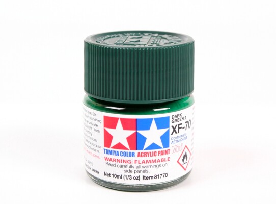 Alcohol-based acrylic paint Dark Green 2 Tamiya 10ml XF-70 детальное изображение Акриловые краски Краски