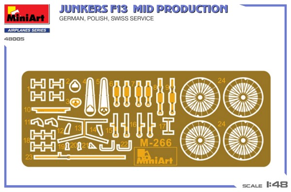 Scale model 1/48 Airplane Junkers F13 Mid Production (German, Polish, Swiss operation) MiniArt 48005 детальное изображение Самолеты 1/48 Самолеты