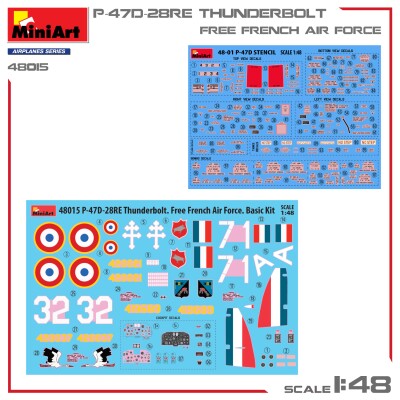Збірна модель 1/48 Літак P-47D-28RE Thunderbolt Free French Air Force MiniArt 48015 детальное изображение Самолеты 1/48 Самолеты