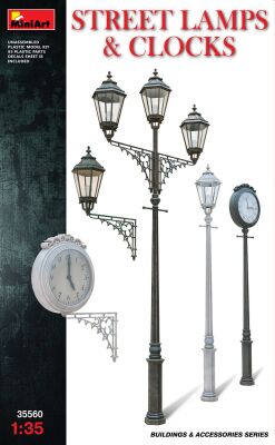 Уличные  фонарные  столбы  с уличными часами детальное изображение Аксессуары 1/35 Диорамы