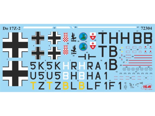 Сборная модель 1/72 Бомбардировщик Дорнье Do 17Z-2 ICM 72304 детальное изображение Самолеты 1/72 Самолеты
